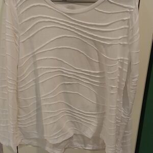 Simply Vera Vera Wang White Long Sleeve Wave-Textured Top